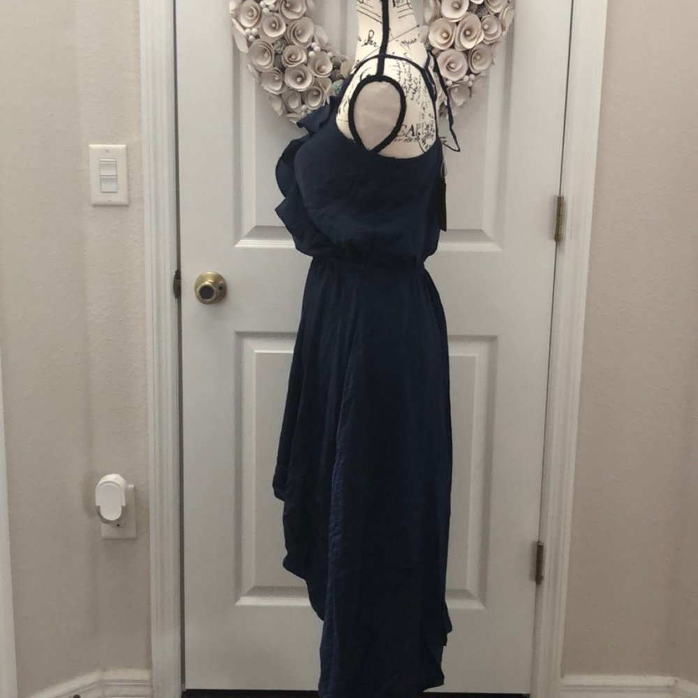 Sexy strappy high low dress in navy - Picture 3 of 6